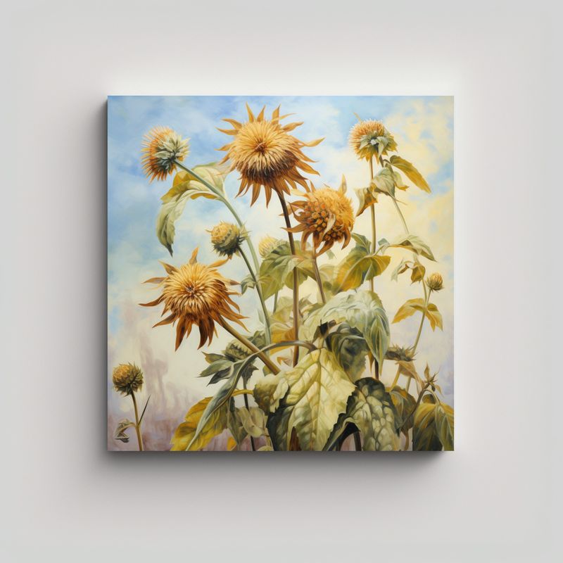 GENERICO - Cuadro Abstracto De Flores De Alcachofa De 70x70 Cm