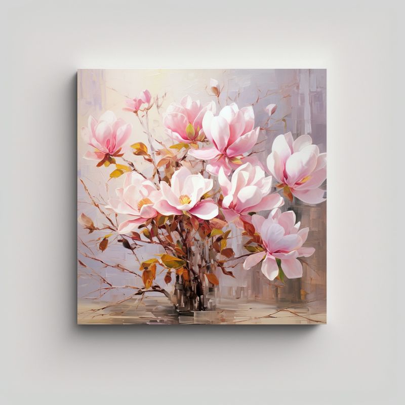 GENERICO - Pintura Abstracta De Flores Magnolias De Alta 80x80 Cm
