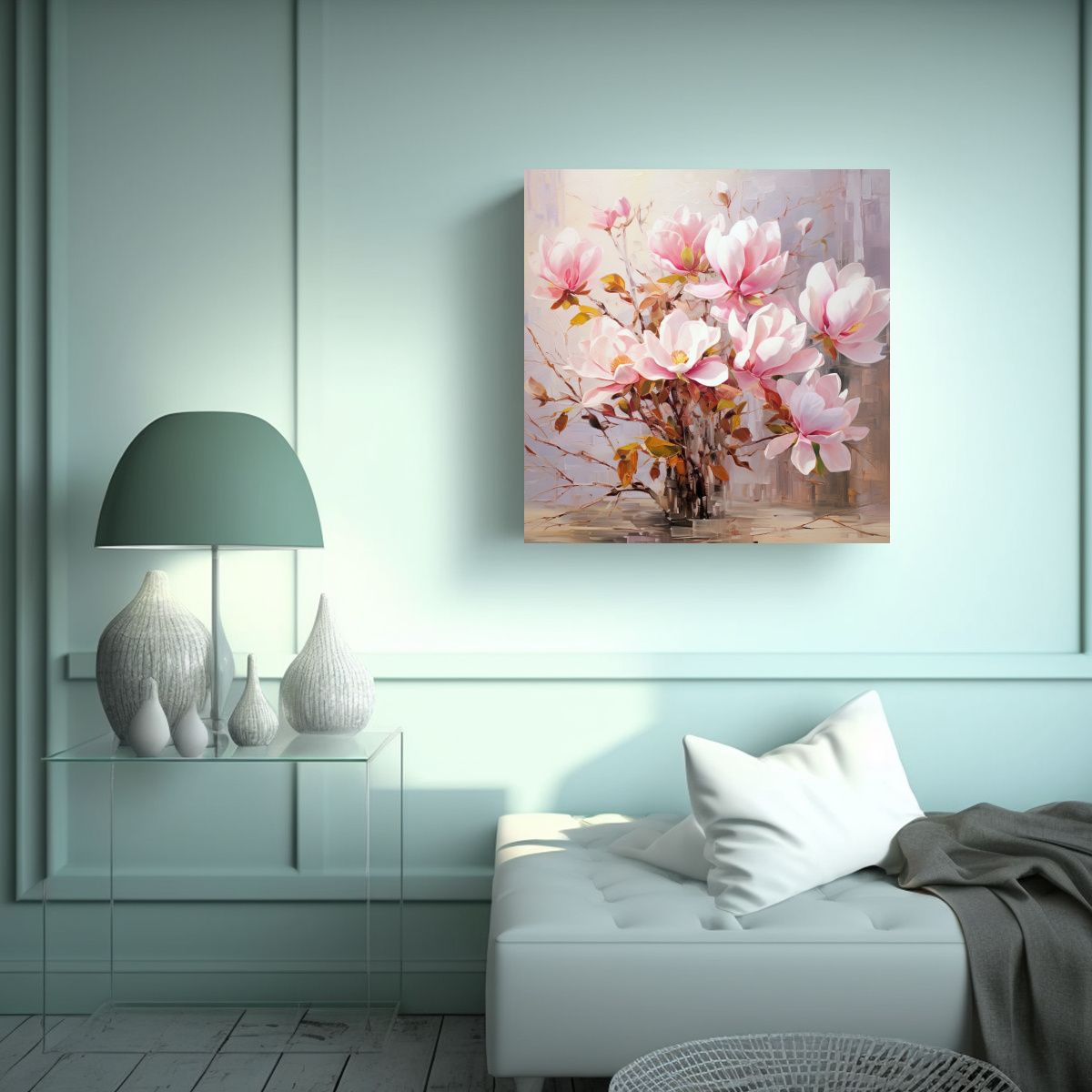 GENERICO - Pintura Abstracta De Flores Magnolias De Alta 50x50 Cm