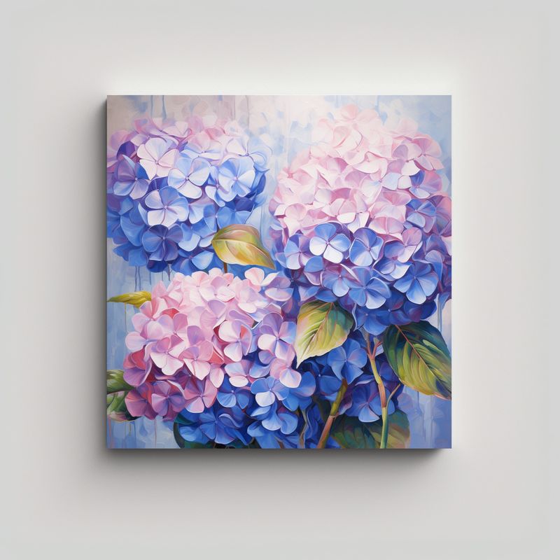 GENERICO - Pintura Abstracta Hydrangeas En óleo De Alta 80x80 Cm