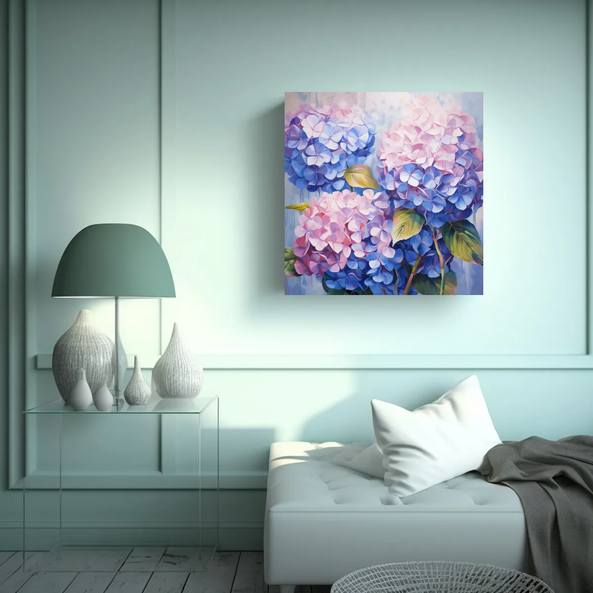 GENERICO - Pintura Abstracta Hydrangeas En óleo De Alta 50x50 Cm