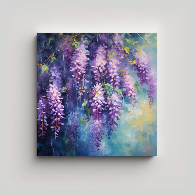 GENERICO - Cuadro Abstracto Detallado De Flores Wisteria En 90x90 Cm