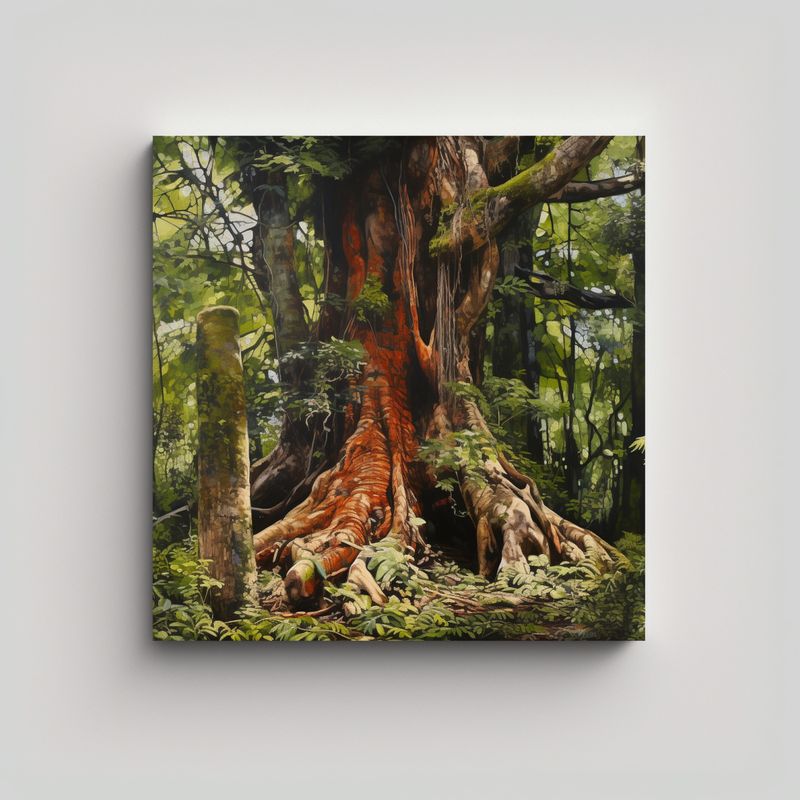 GENERICO - Tela En Bastidor Cuadro Árbol Kauri Estilo 80x80 Cm