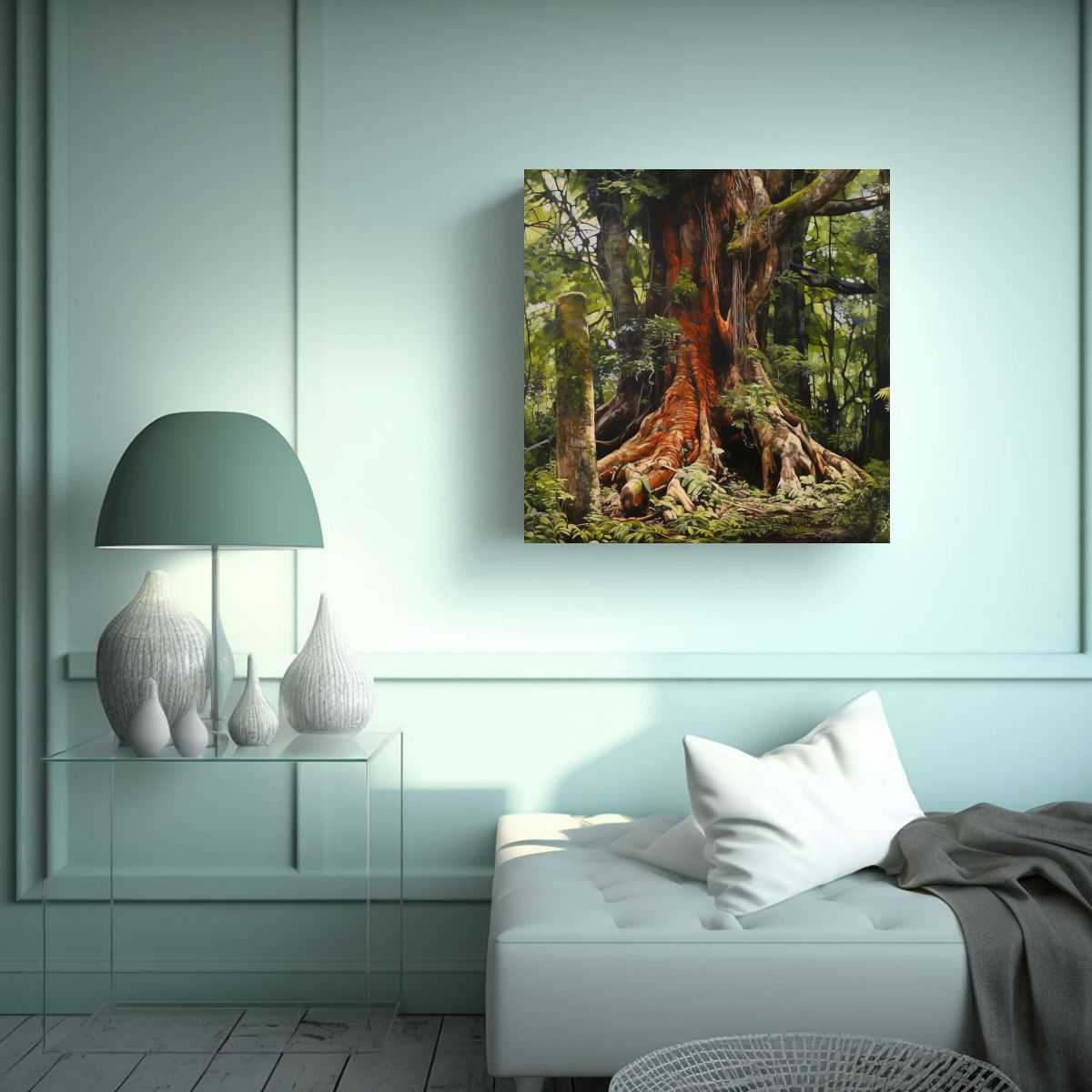 GENERICO - Tela En Bastidor Cuadro Árbol Kauri Estilo 80x80 Cm