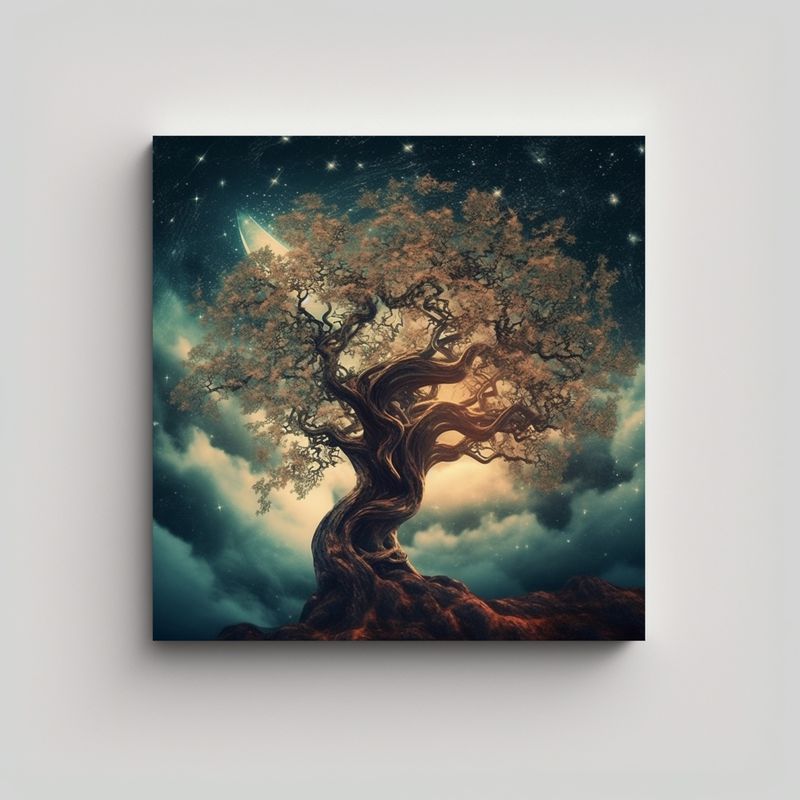 GENERICO - Pintura Decorativa Arte Movimiento Mural árbol 90x90 Cm