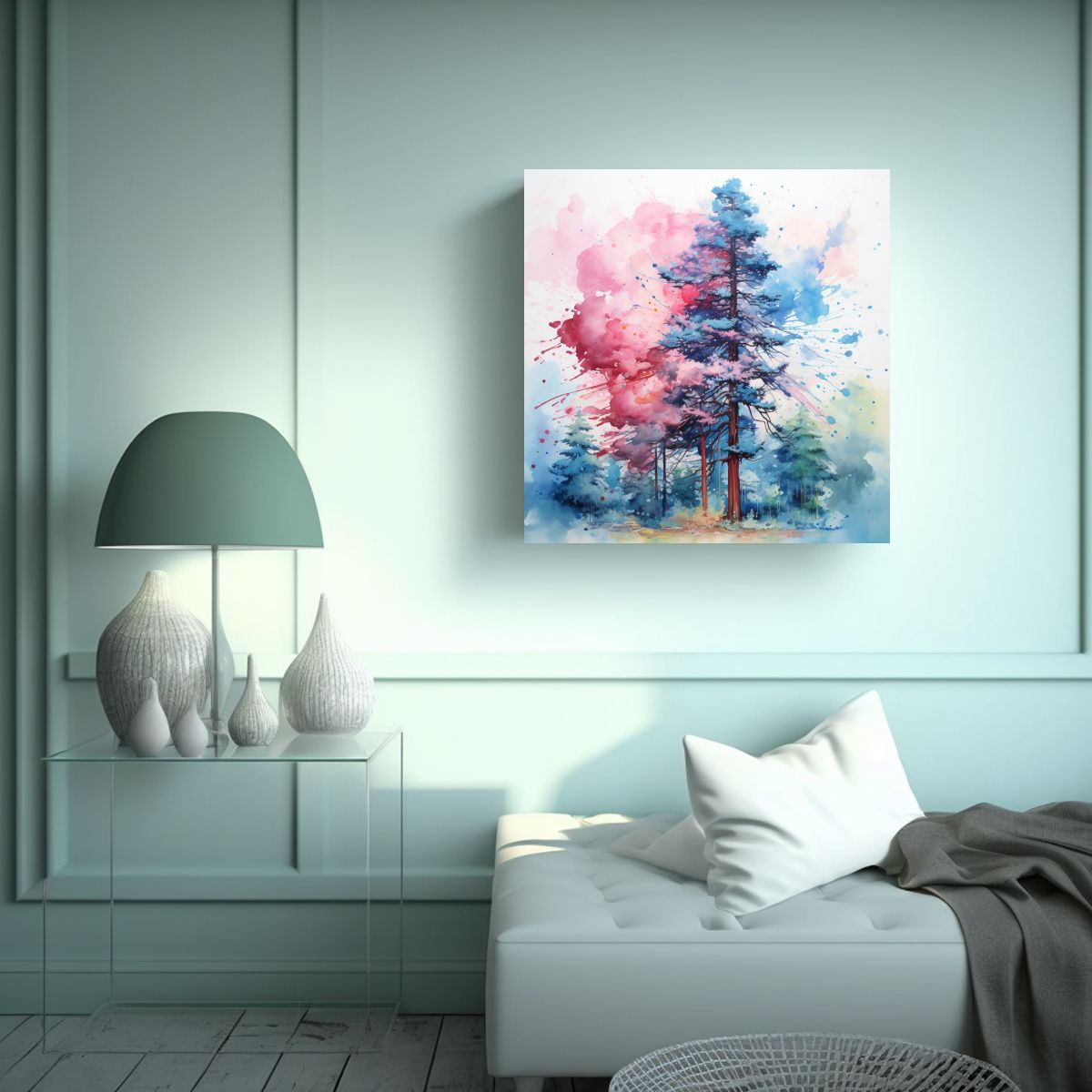 GENERICO - Pintura Abstracta En Lienzo De árbol De Secuoya 60x60 Cm