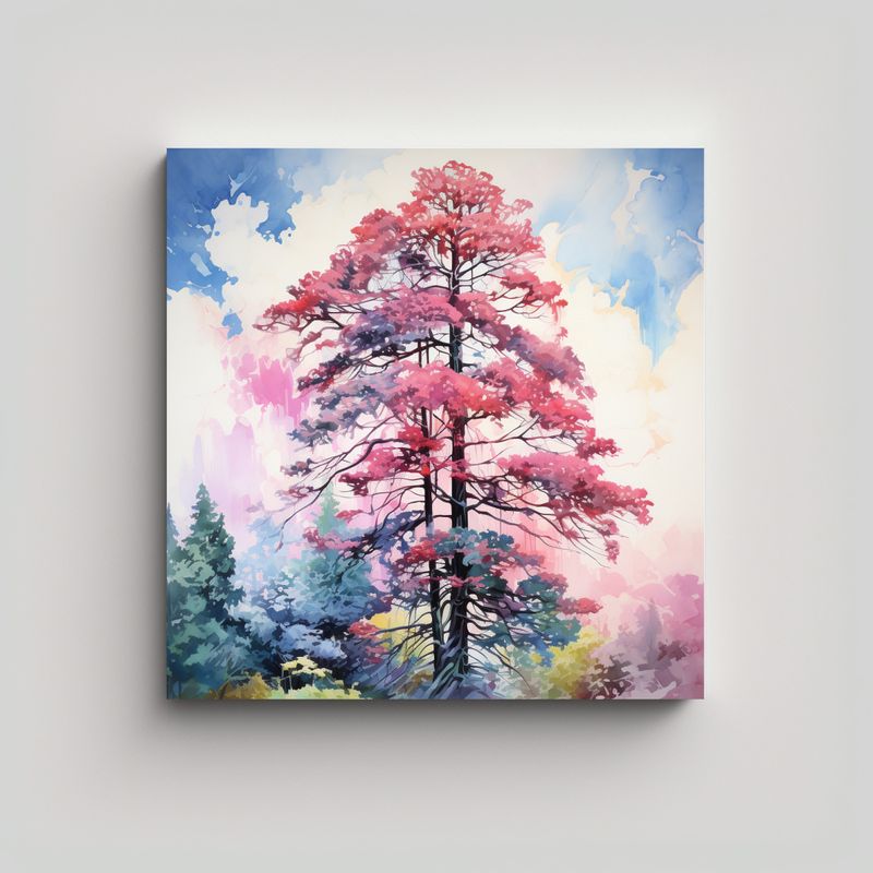 GENERICO - Pintura Abstracta De árbol De Secuoya En Colores 90x90 Cm