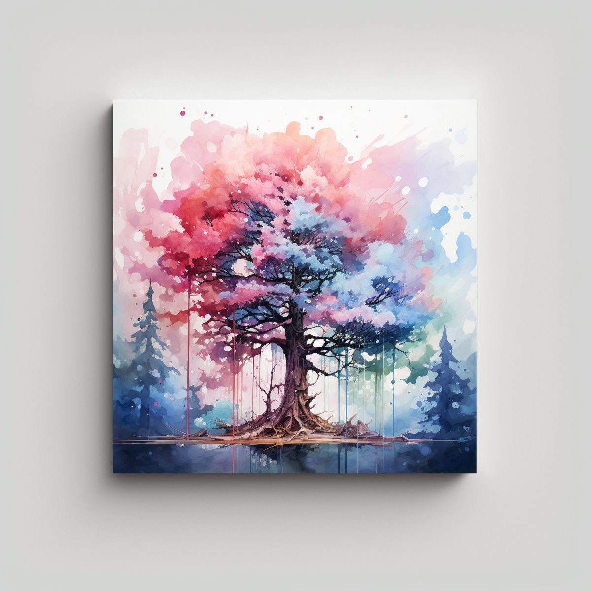 GENERICO - Cuadro Abstracto Lienzo Espectacular Poder Árbol 70x70 Cm