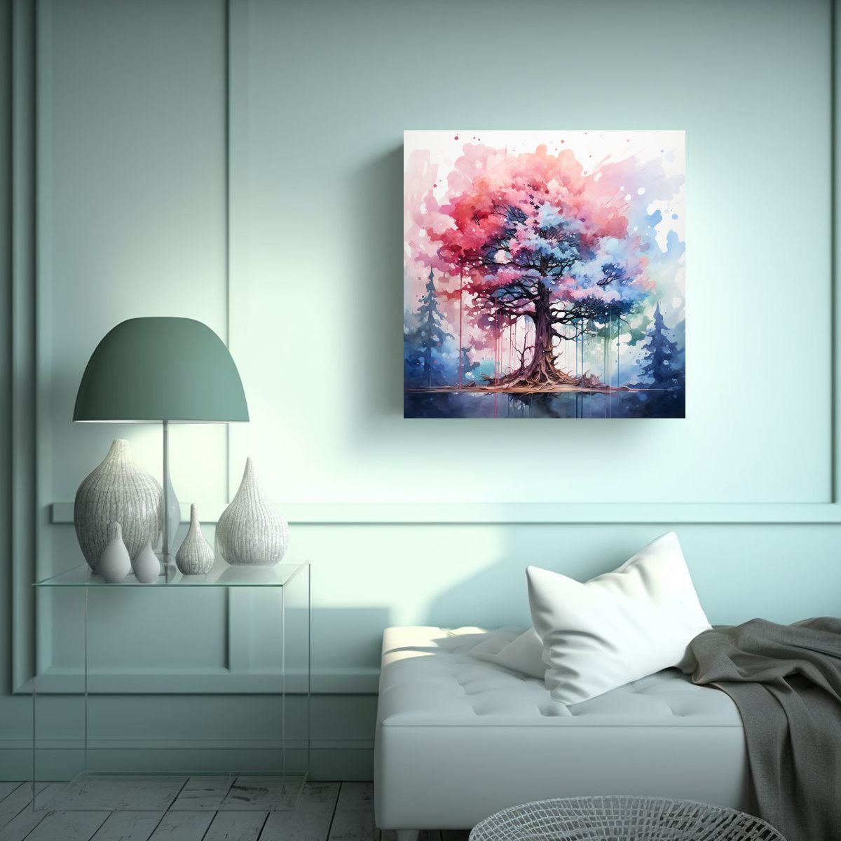 GENERICO - Cuadro Abstracto Lienzo Espectacular Poder Árbol 70x70 Cm