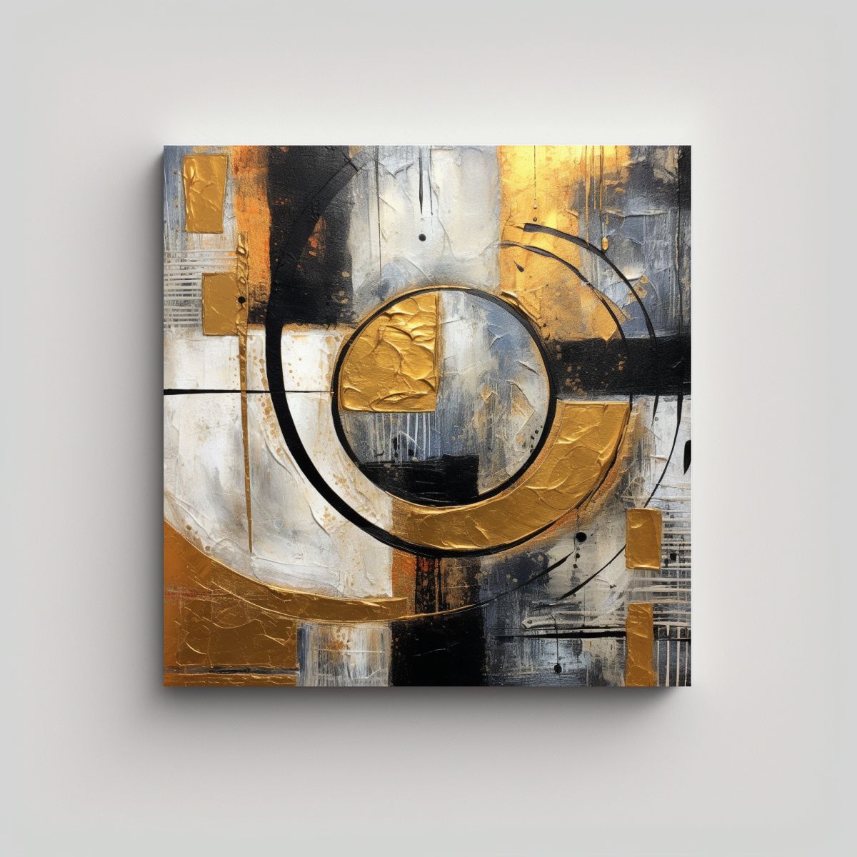 GENERICO - Cuadro Moderno Enigmático Arte Abstracto Dorado 50x50 Cm