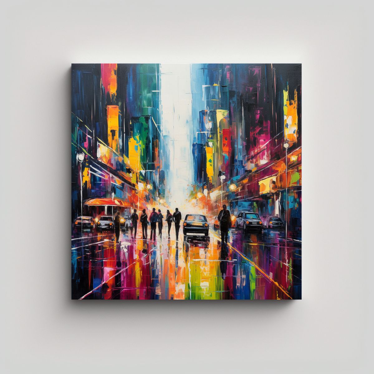 GENERICO - Cuadro Abstracto Colorido Inspirado En Vibrantes 90x90 Cm