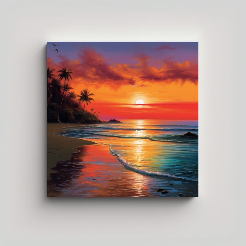 GENERICO - Pintura Decorativa De Pared Con Atardecer En La 70x70 Cm