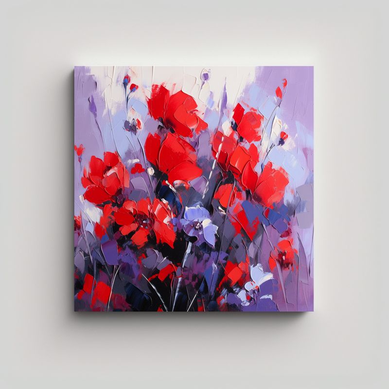 GENERICO - Pintura Floral En Lienzo Con Textura En Colores 90x90 Cm