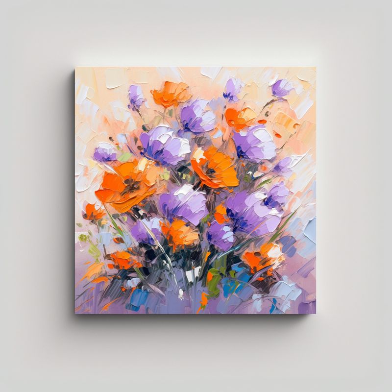 GENERICO - Cuadro Inspiración Esquema Pintura Morada Y 80x80 Cm