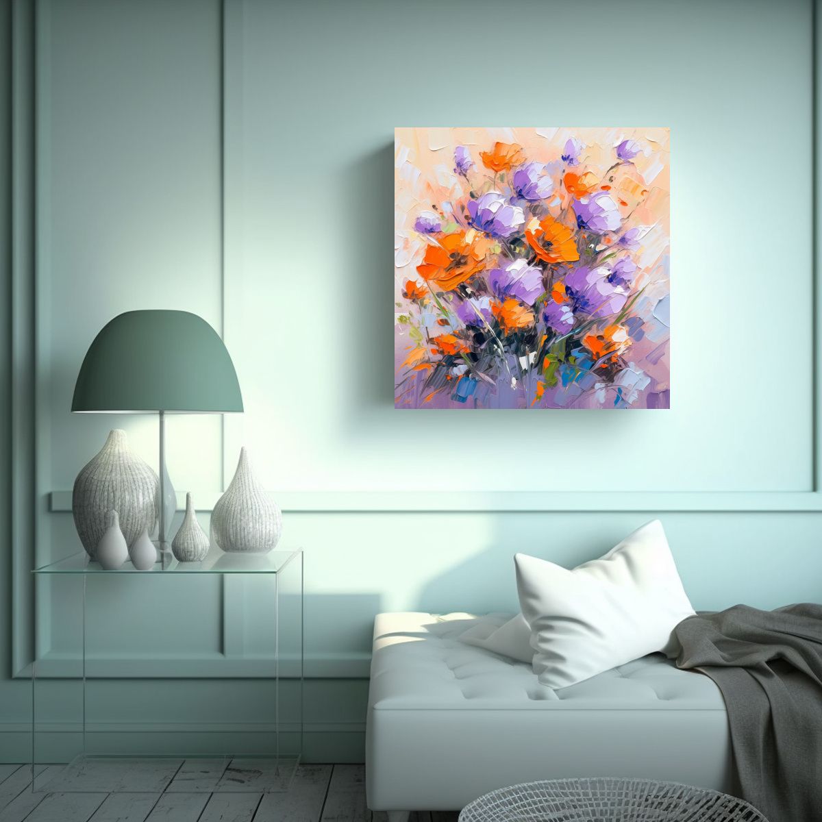 GENERICO - Cuadro Inspiración Esquema Pintura Morada Y 80x80 Cm