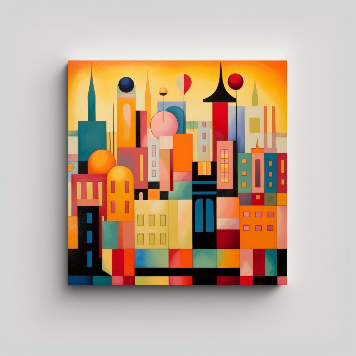 GENERICO - Pinturas Modernistas Coloridas De Fondo De Ciudad 80x80 Cm