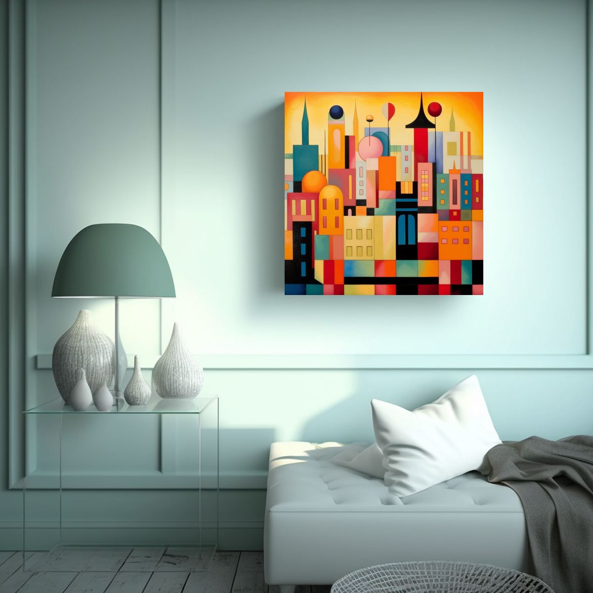 GENERICO - Pinturas Modernistas Coloridas De Fondo De Ciudad 80x80 Cm