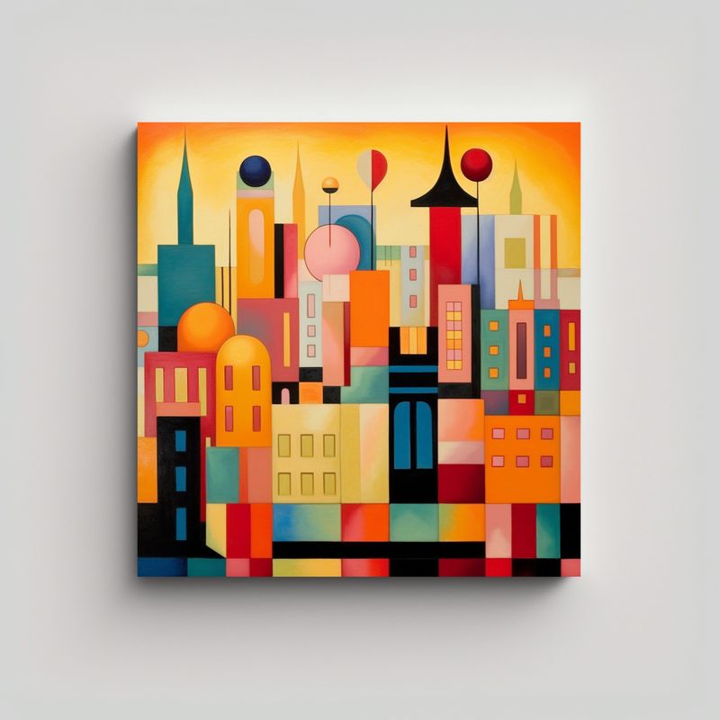 GENERICO - Pinturas Modernistas Coloridas De Fondo De Ciudad 50x50 Cm