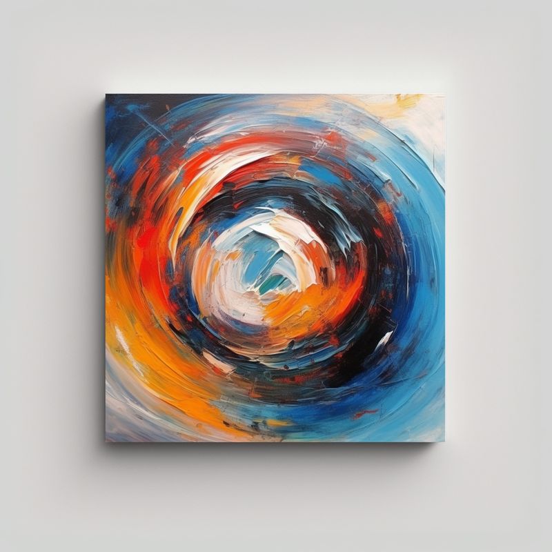 GENERICO - Pintura Al óleo Abstracta En Diseño De Escenario 60x60 Cm