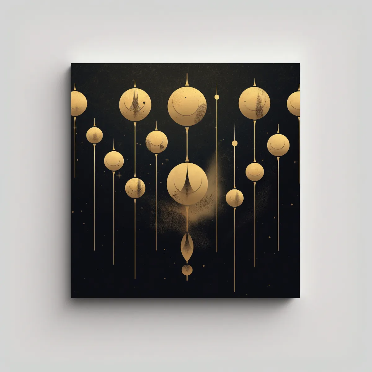 GENERICO - Pintura De Luna Dorada En El Cielo En Bastidor De 90x90 Cm