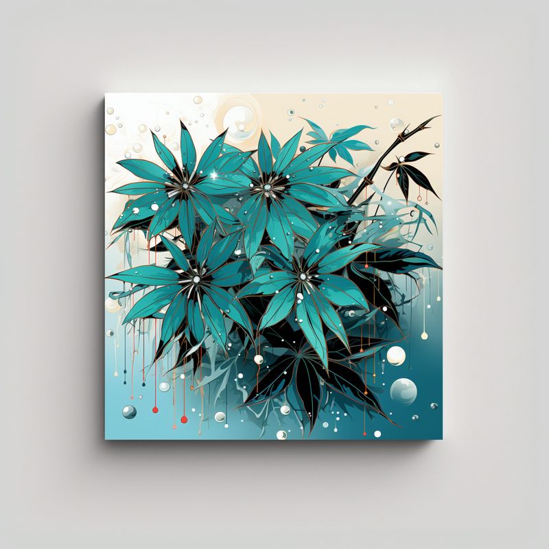 GENERICO - Pintura Decorativa Inspirada En Hojas De Bambú 80x80 Cm