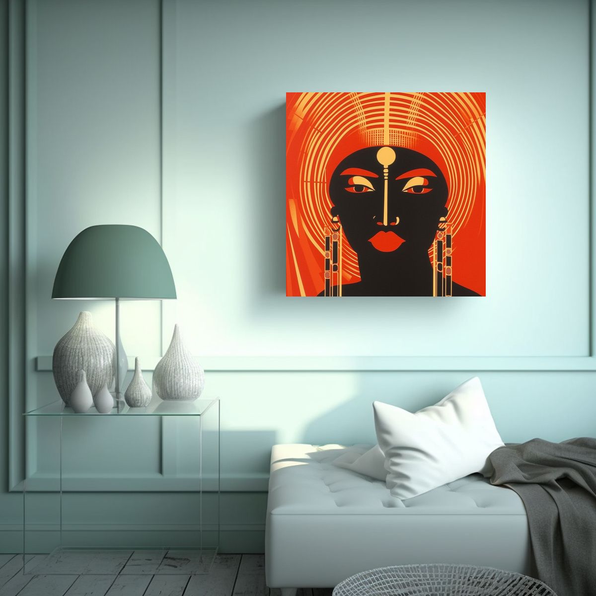 GENERICO - Impresión Serigrafía De Mujer Maasai Dibujo 70x70 Cm