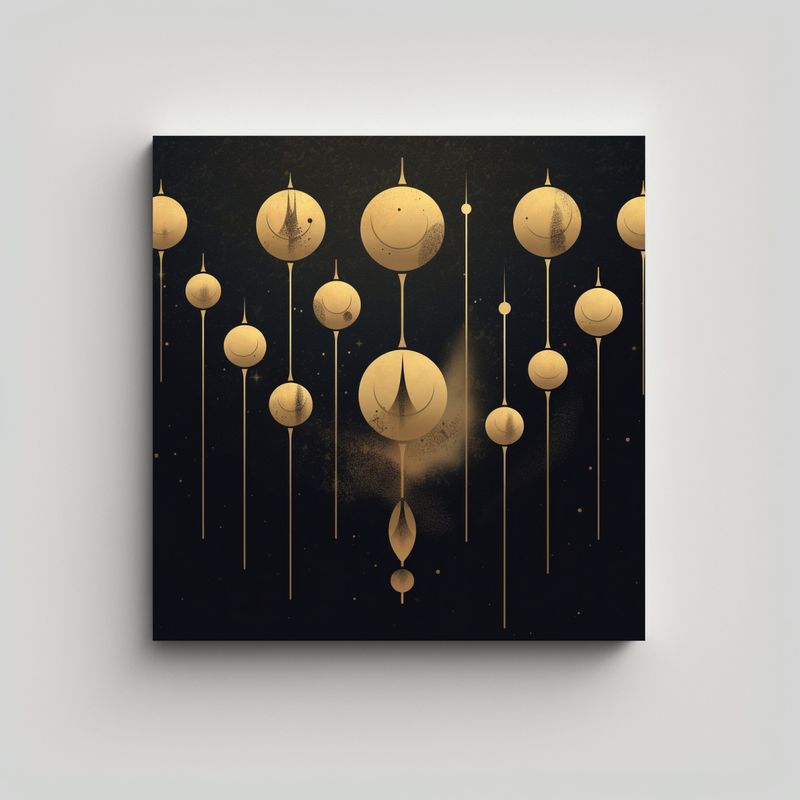 GENERICO - Pintura De Luna Dorada En El Cielo En Bastidor De 80x80 Cm