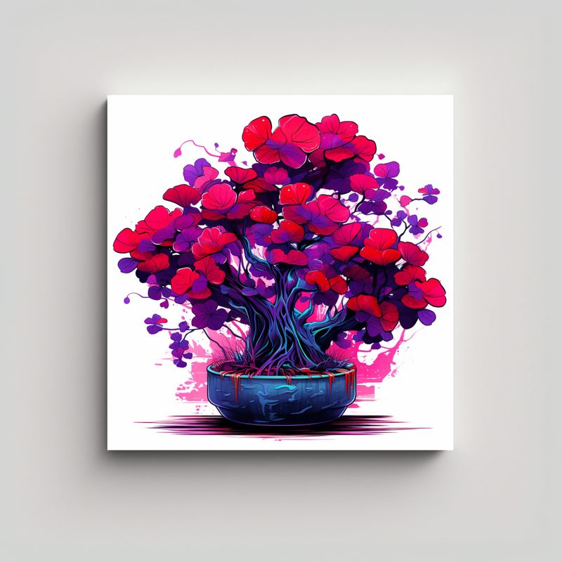 GENERICO - Pintura Decorativa Vintage De árbol Bonsái De 90x90 Cm