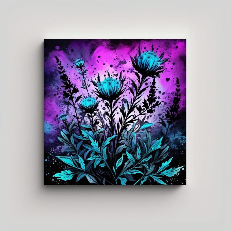 GENERICO - Cuadro Moderno Dormitorio Tonos Lavanda Hierbas 50x50 Cm