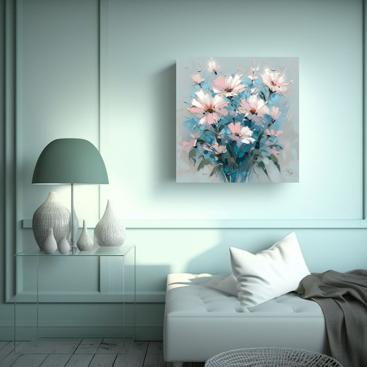 GENERICO - Cuadro Calidos Adorno A Turquoise AND Pink Colors 60x60 Cm