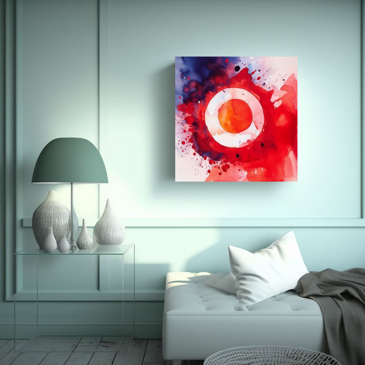 GENERICO - Lienzo De Tela Urbano Abstracto Con Acuarela 80x80 Cm