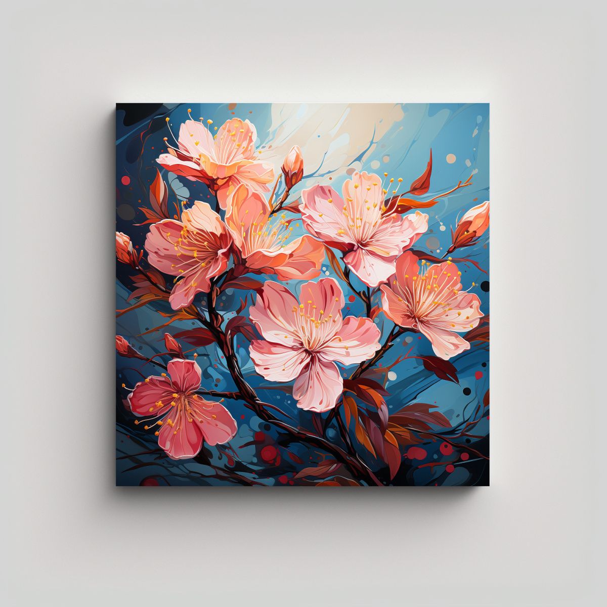 GENERICO - Cuadro Estilo Galería Adorno Árbol De Durazno 90x90 Cm