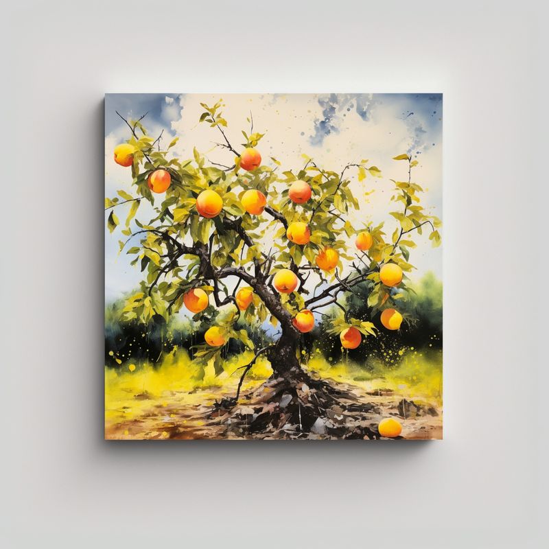 GENERICO - Pintura Abstracta Representando Un árbol De 90x90 Cm