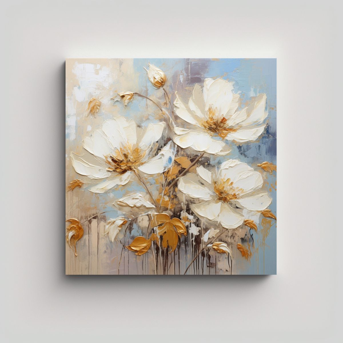 GENERICO - Cuadro Acuarela: Pintura Impresionante De Flores 80x80 Cm