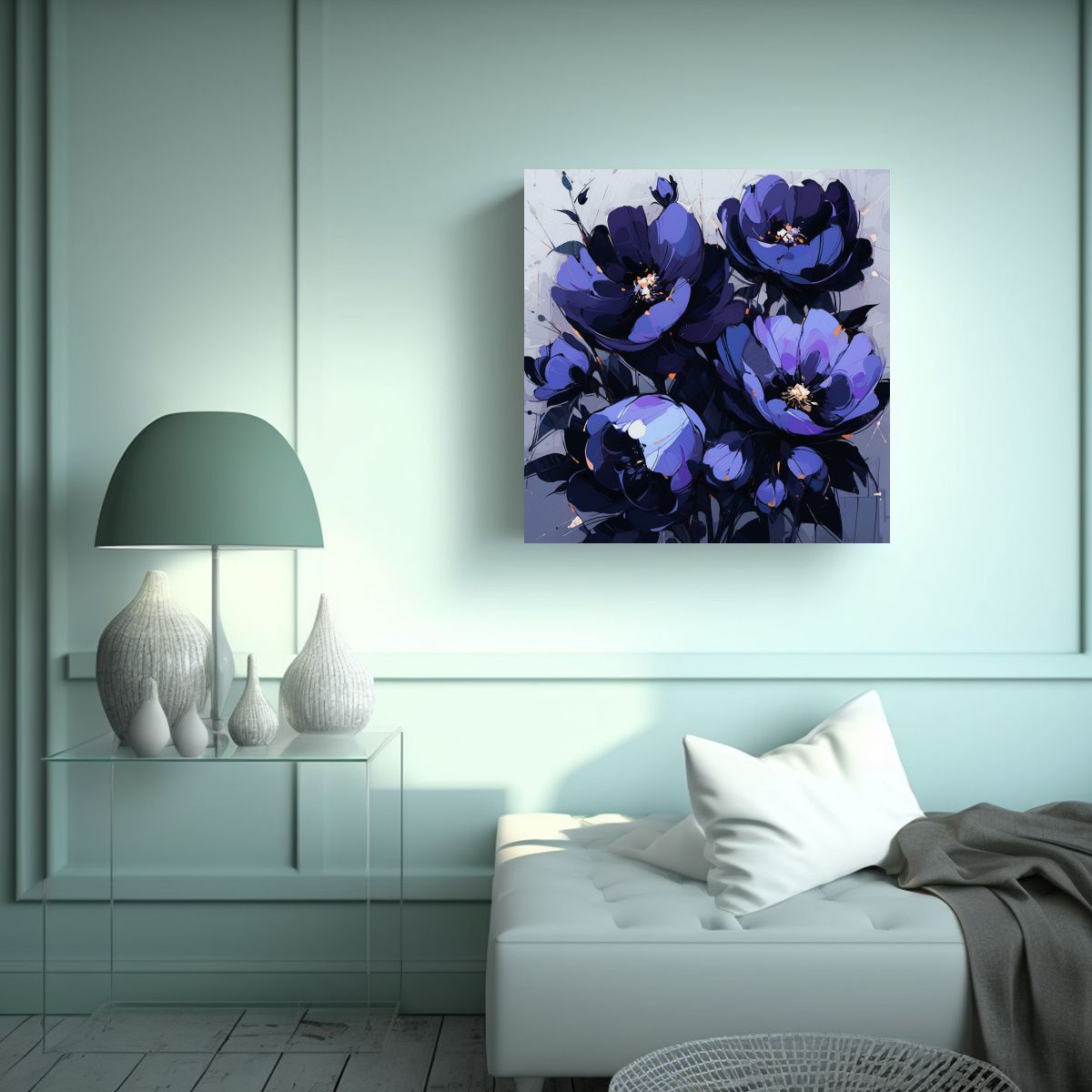 GENERICO - Pintura En Lienzo Temática Vintage De Flores En 60x60 Cm