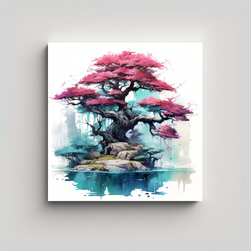 GENERICO - Lienzo Decorativo Resistente Bonsái Pino 90x90 Cm