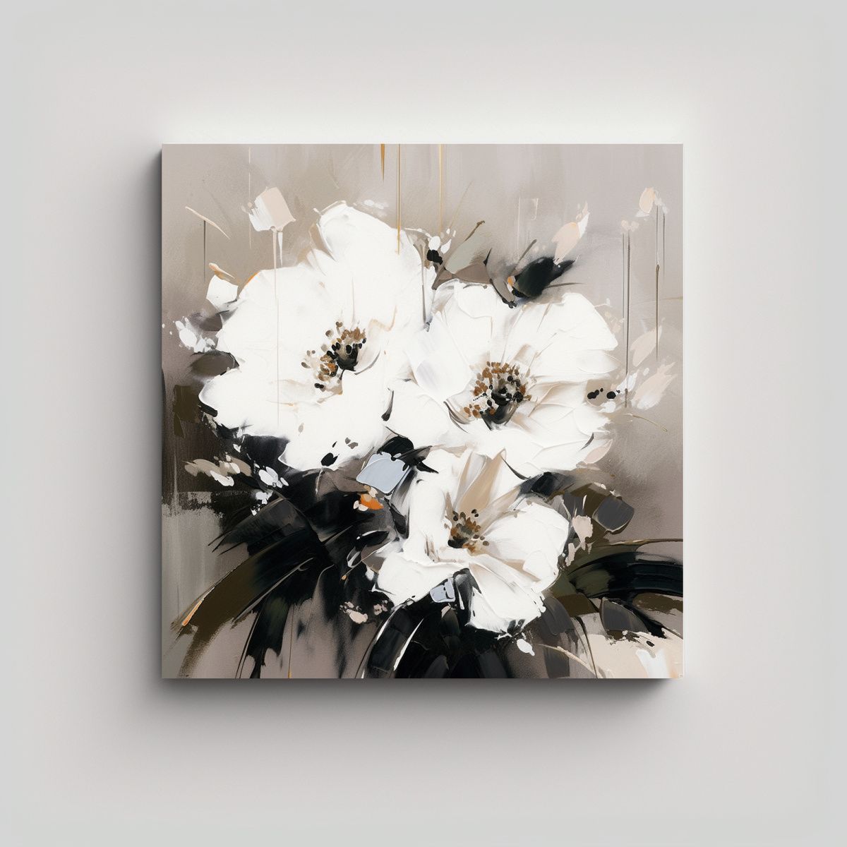 GENERICO - Pintura En Lienzo Poder De Colores Blanco Y Negro 80x80 Cm