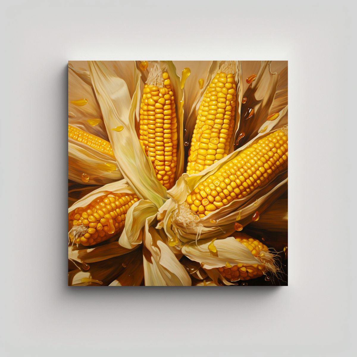 GENERICO - Pintura Abstracta Estilo óleo De Granos De Maíz 60x60 Cm