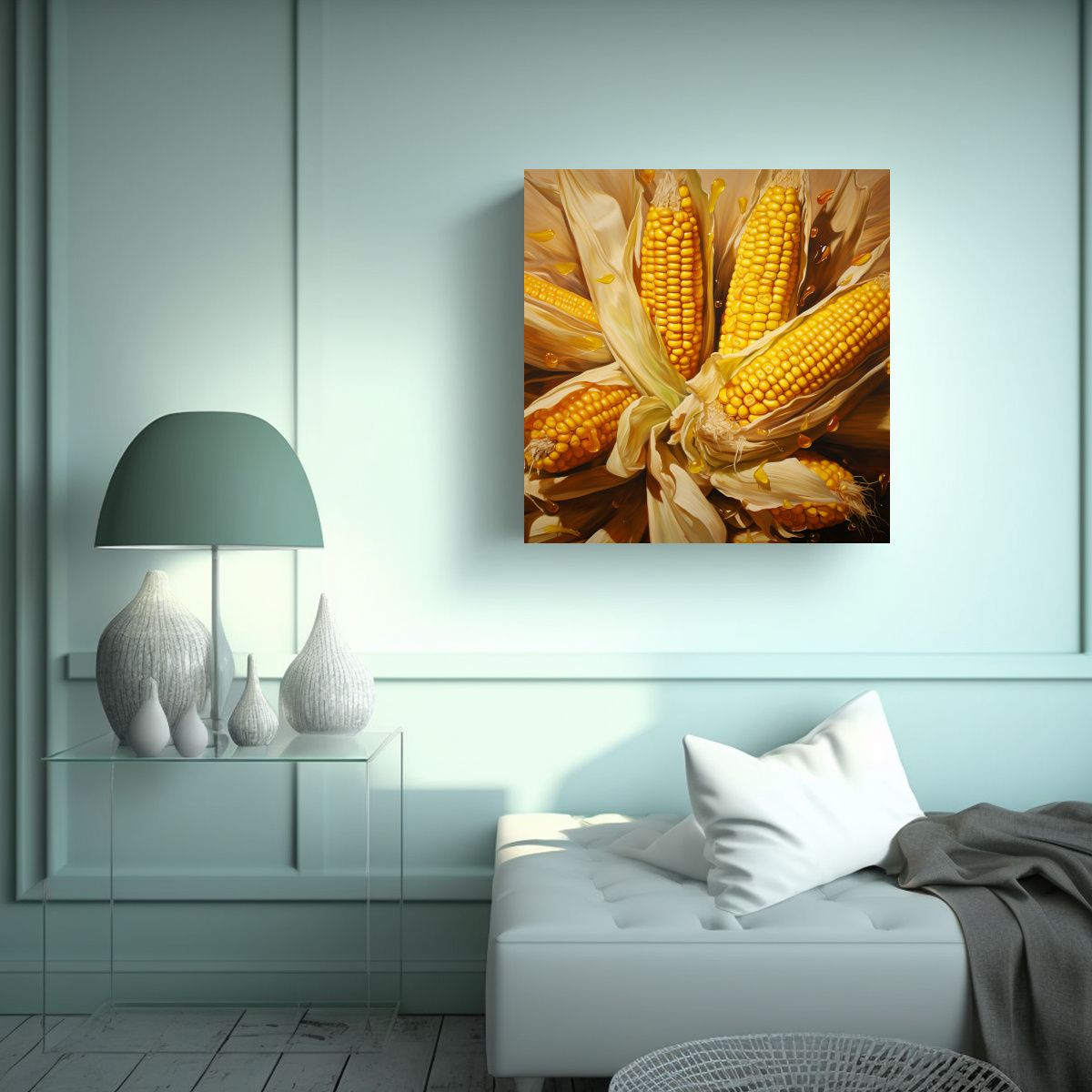 GENERICO - Pintura Abstracta Estilo óleo De Granos De Maíz 50x50 Cm