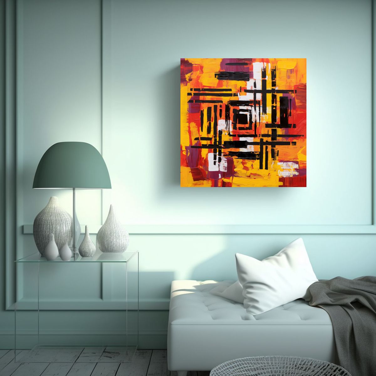 Pinturas Decorativas Estilo QR Code En Abstract 70x70 Cm, marca GENERICO - Foto 2