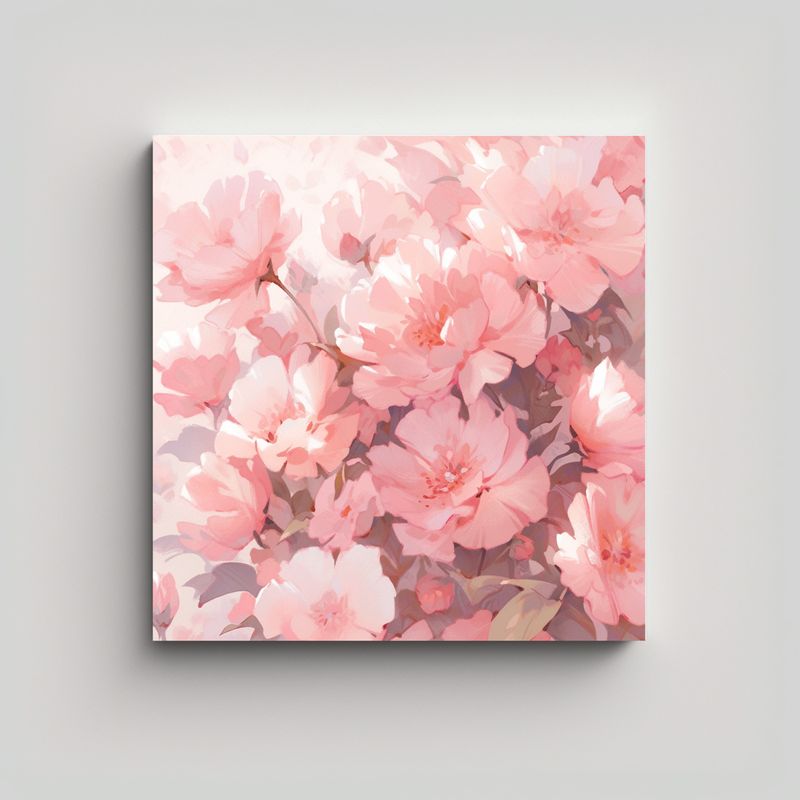 GENERICO - Cuadro Expresividad Flores Rosadas En Lienzo 80x80 Cm