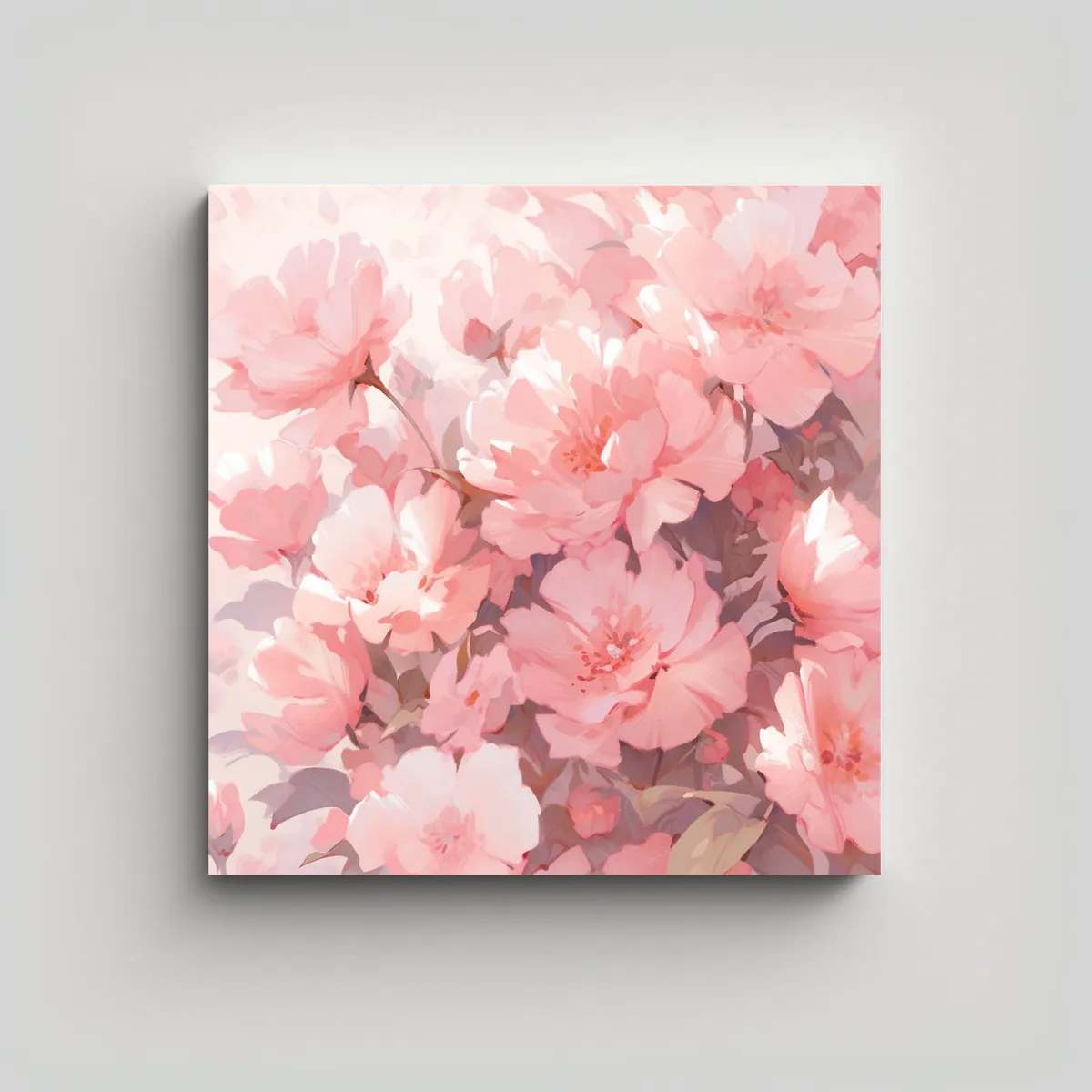 GENERICO - Cuadro Expresividad Flores Rosadas En Lienzo 50x50 Cm