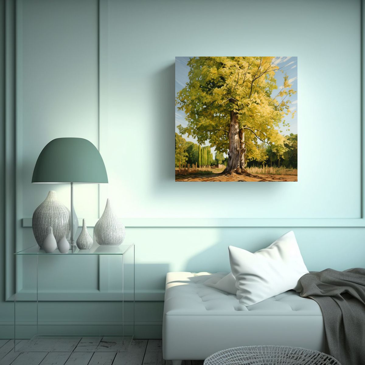 GENERICO - Pintura Abstracta De Una Tilia En Acuarela Con 80x80 Cm