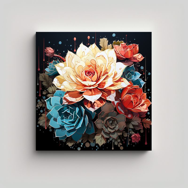 GENERICO - Lienzo De Tela Moderno Mural Plantas Suculentas 80x80 Cm