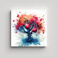 GENERICO - Pintura Abstracta De Un árbol De Granada En 80x80 Cm