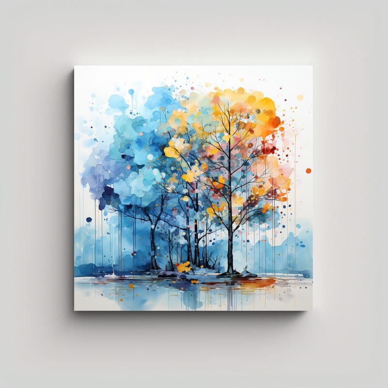 GENERICO - Cuadro Abstracto Minimalista De árbol De álamo 70x70 Cm