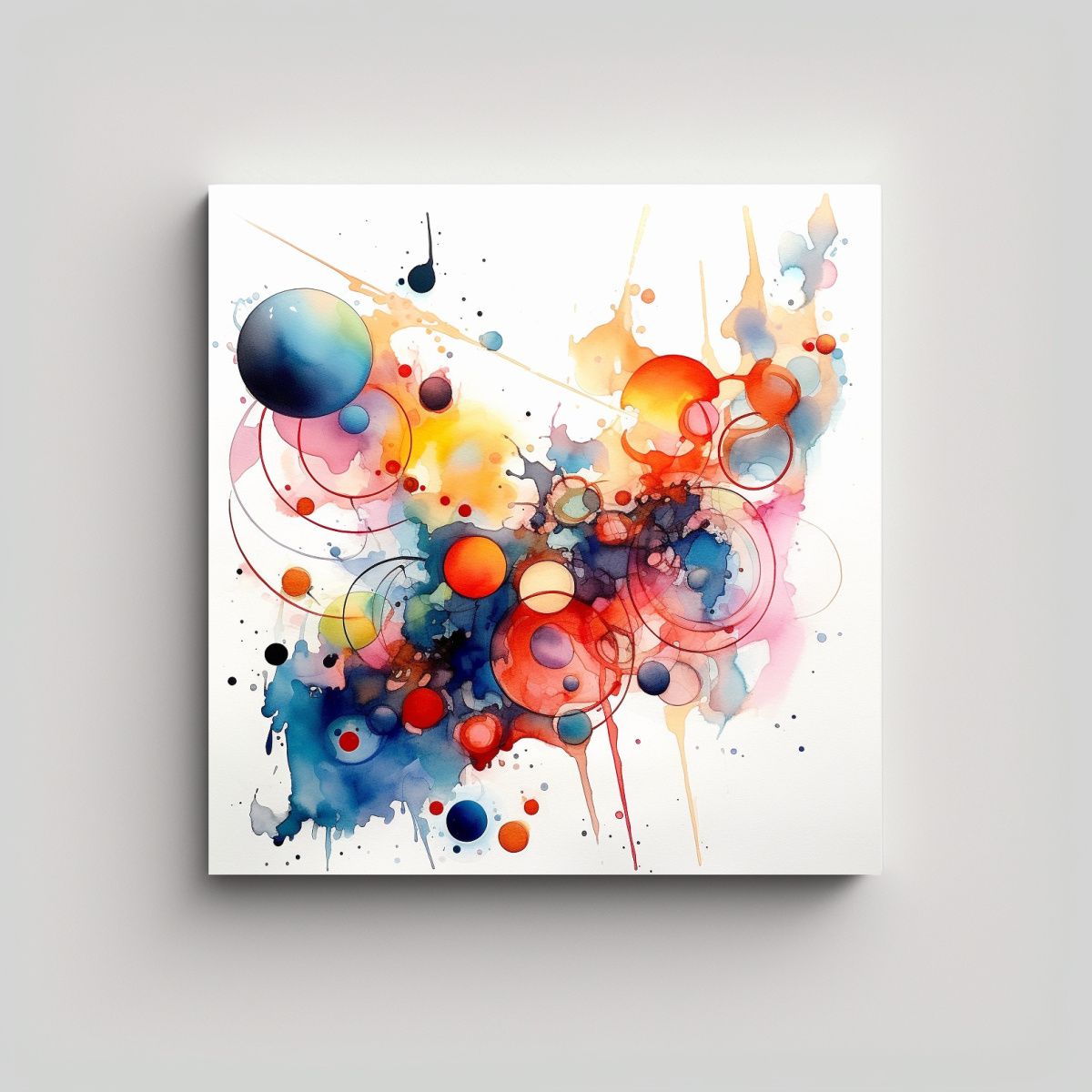 GENERICO - Pintura Abstracta Acuarela De Gravedad 70x70 Cm