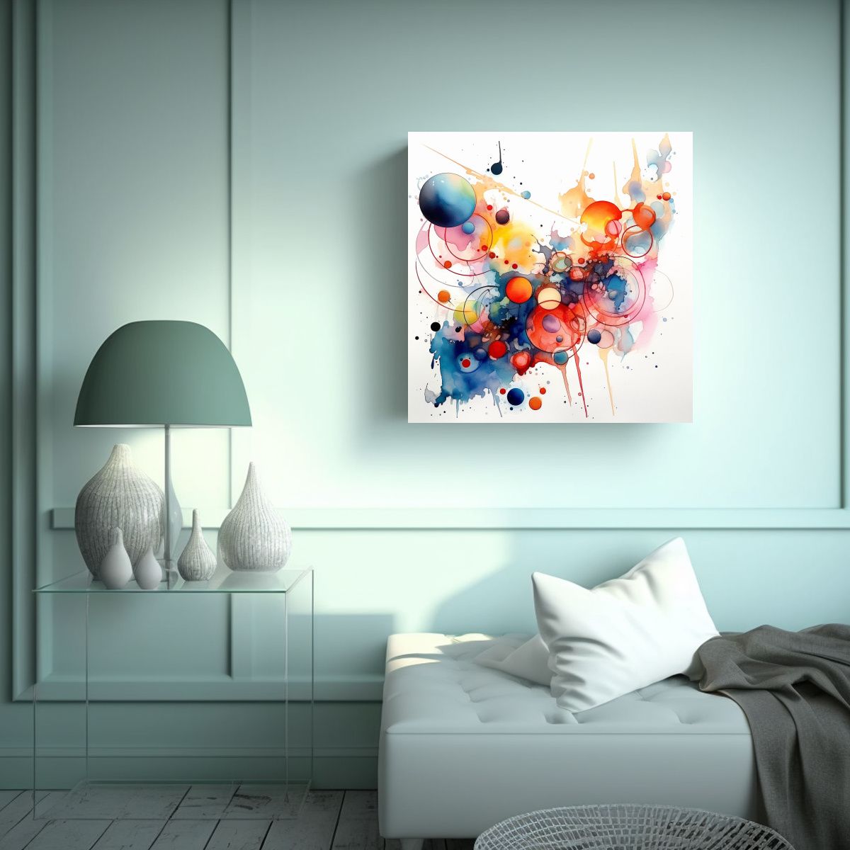 GENERICO - Pintura Abstracta Acuarela De Gravedad 70x70 Cm