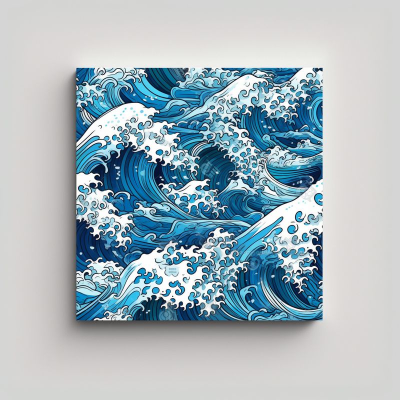 GENERICO - Pintura Decorativa De Hermosas Olas Del Océano 80x80 Cm