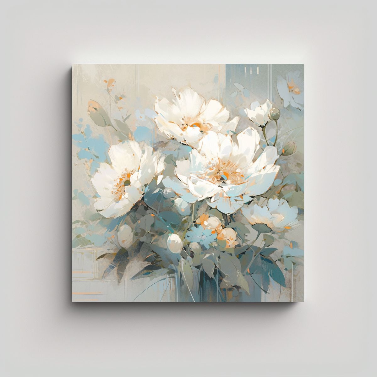 GENERICO - Lienzo De Tela Colores Expresividad Con Flores En 80x80 Cm